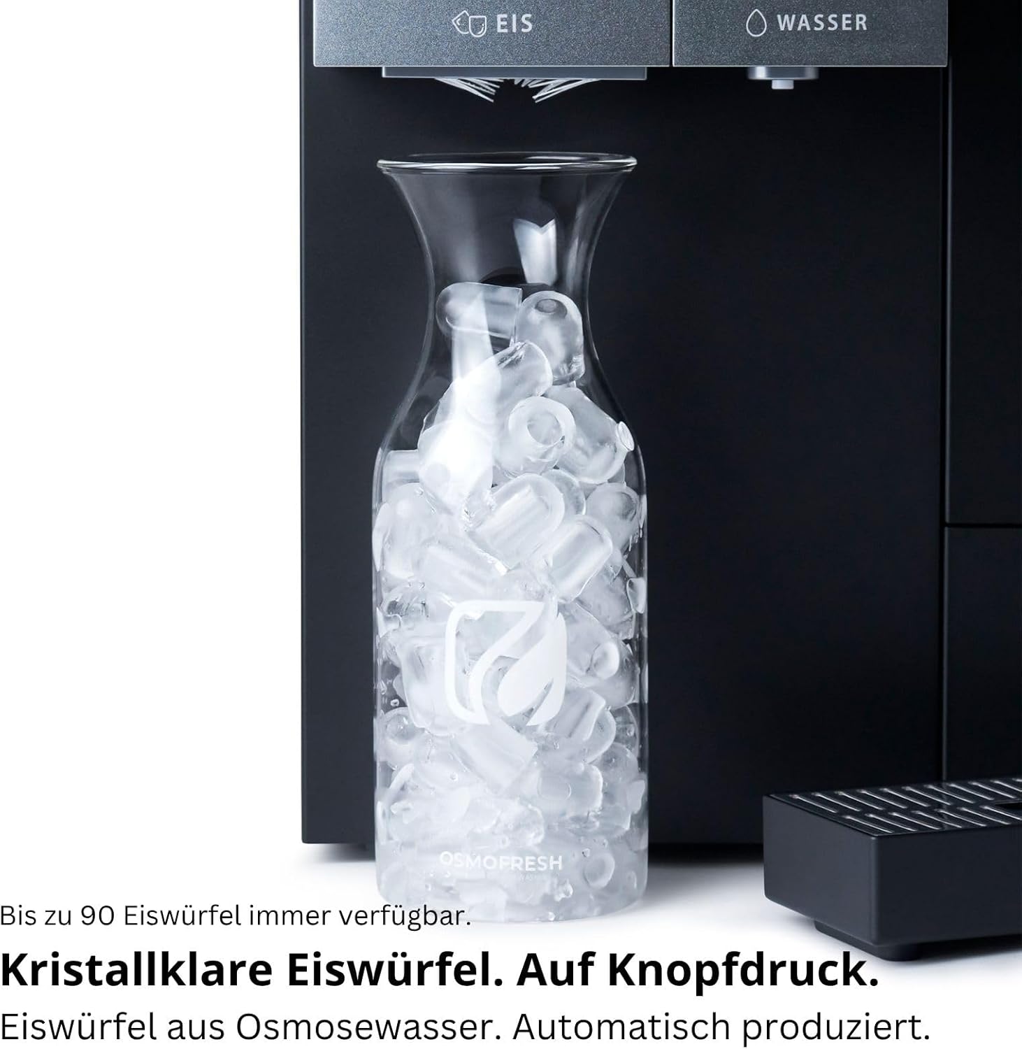 OsmoFresh Fusion Ice | Osmoseanlage mit Eiswürfelmaschine | gekühltes Wasser (bis 1°C) | kochend heißes Wasser | stufenlos | sehr wenig Abwasser | mit UV | 7-Fach Filterung | Mineralisierung