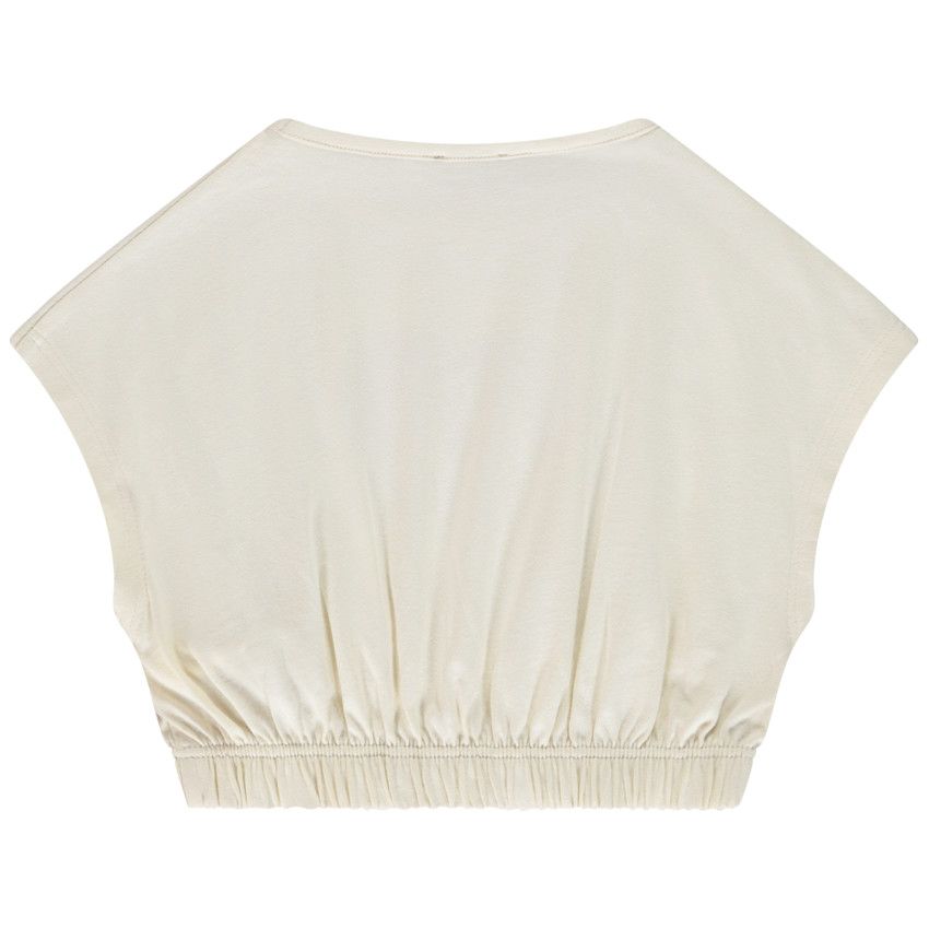 T-shirt manches courtes forme boîte à sequins fantaisie pour fille - Ecru