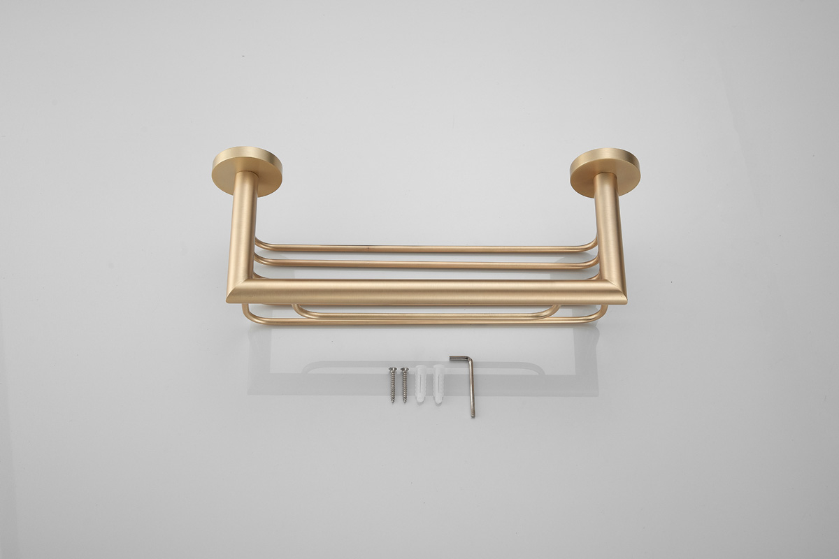 Saniclear Brass shampoo houder / doucherek 30cm geborsteld messing mat goud