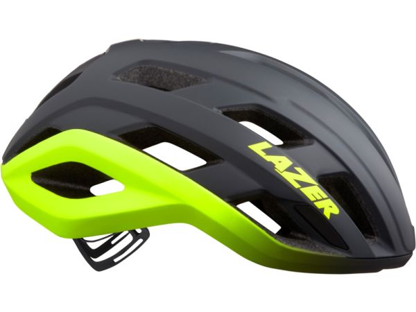 Lazer Strada Kineticore Cykelhjelm, Matte Dark Grey/Flash Yellow