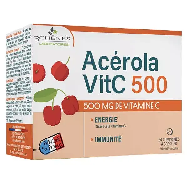 Les 3 Chênes Tonus & Immunity Acerola 500 24 comprimidos mastigáveis
