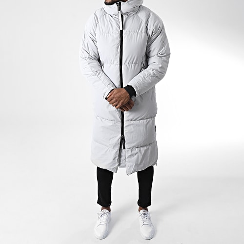 Doudoune Capuche Longue Gris
