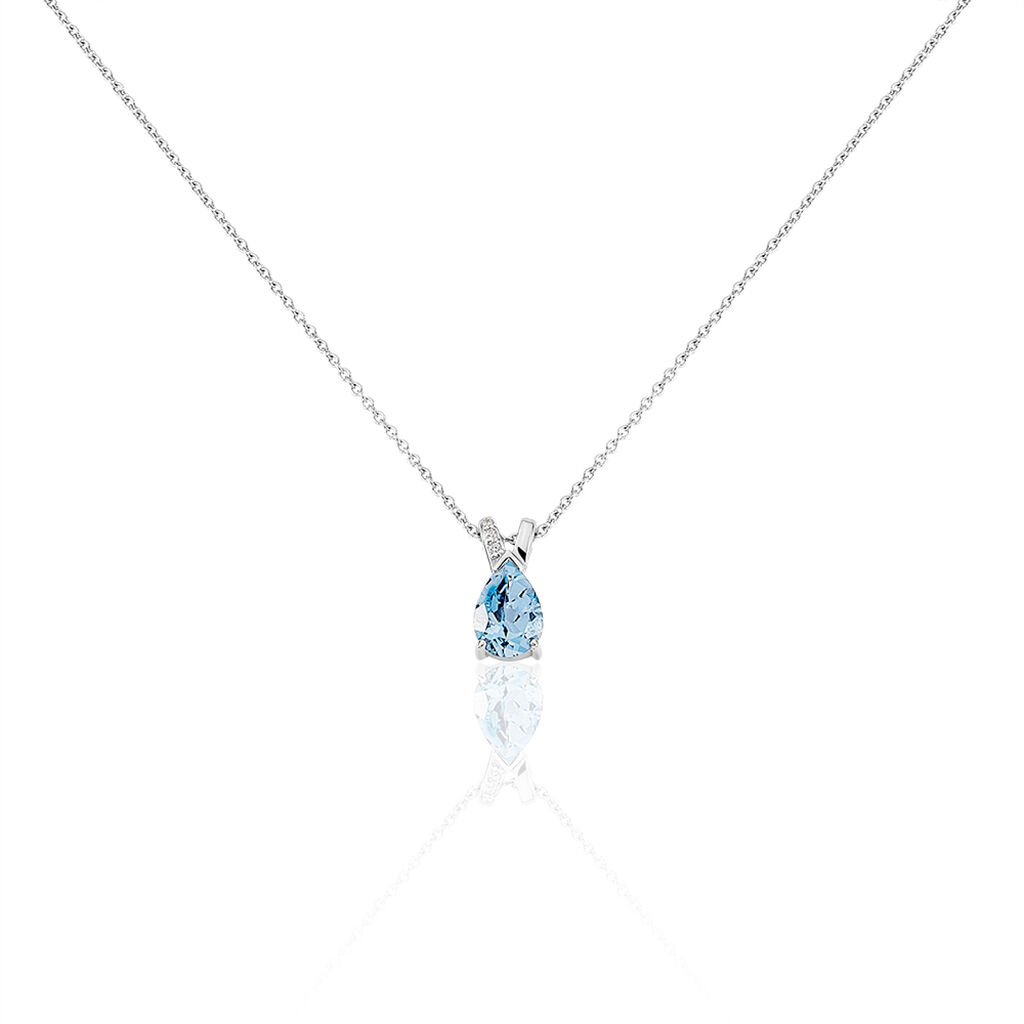 Collier Teresa Or Blanc Topaze Et Diamant