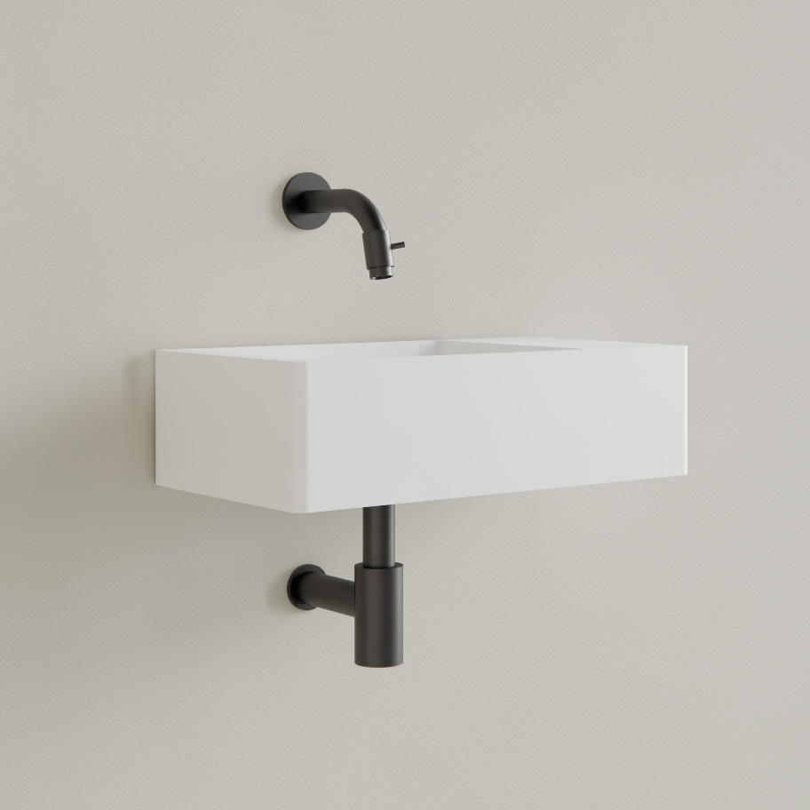 Sanigoods Luko fontein 40x22cm rechts zonder kraangat mat wit