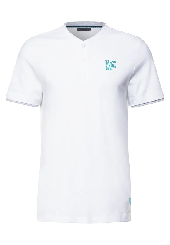 T-Shirt mit Henleyausschnitt - White