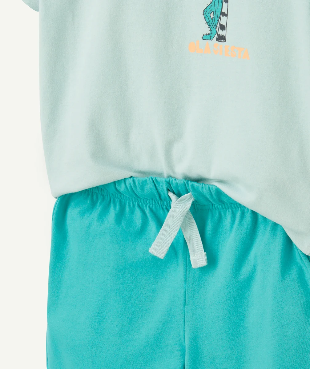 pyjama manches courtes garçon en coton bio vert thème siesta