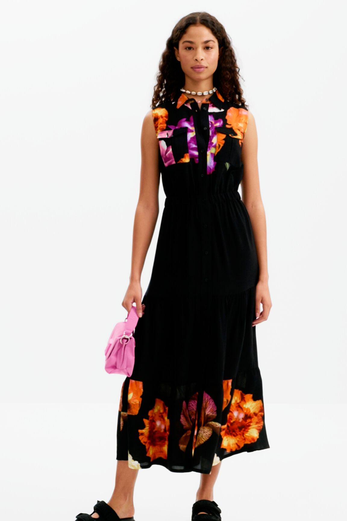 Robe chemise longue fleurs M. Christian Lacroix