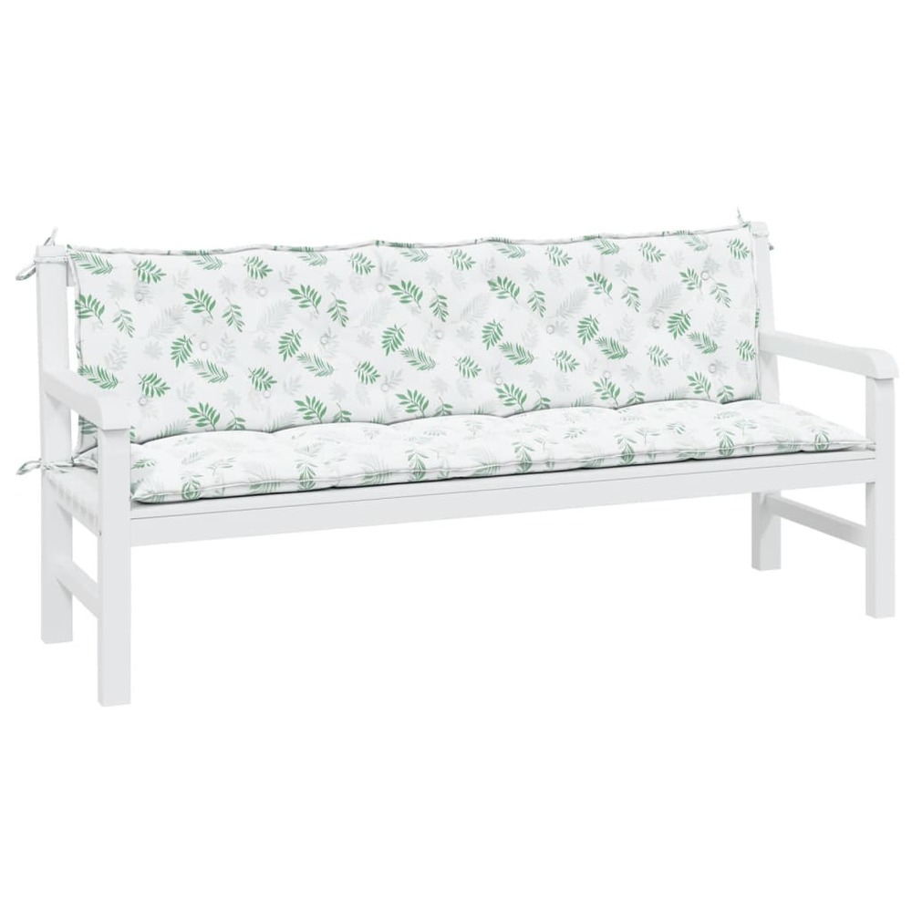 Coussins de banc de jardin 2 pcs motif de feuilles tissu oxford