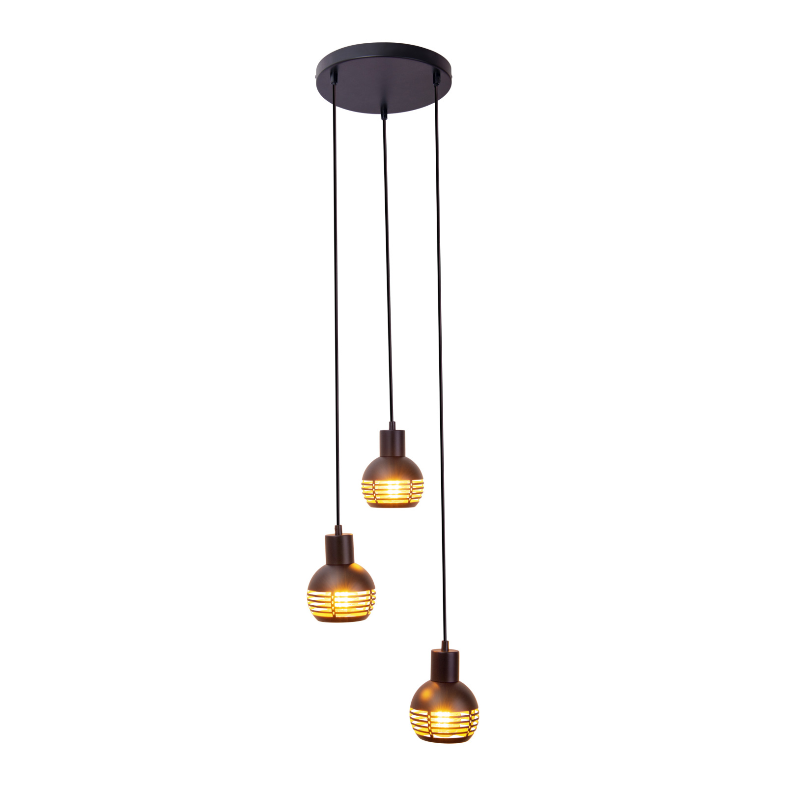 3er Pendelleuchte CASCO - schwarz - 25 cm