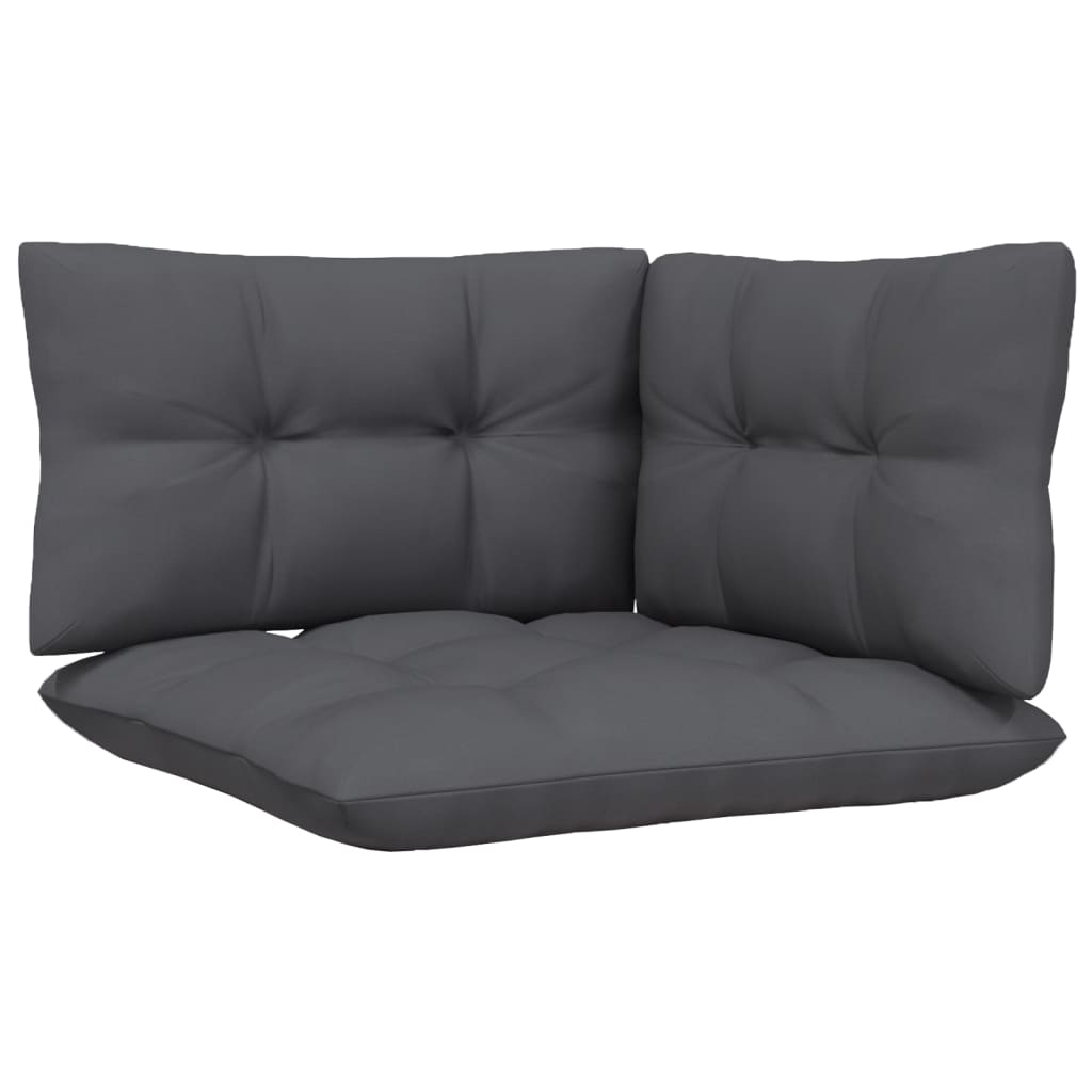 Salon de jardin meuble d'extérieur ensemble de mobilier 3 pièces avec coussins anthracite bois de pin