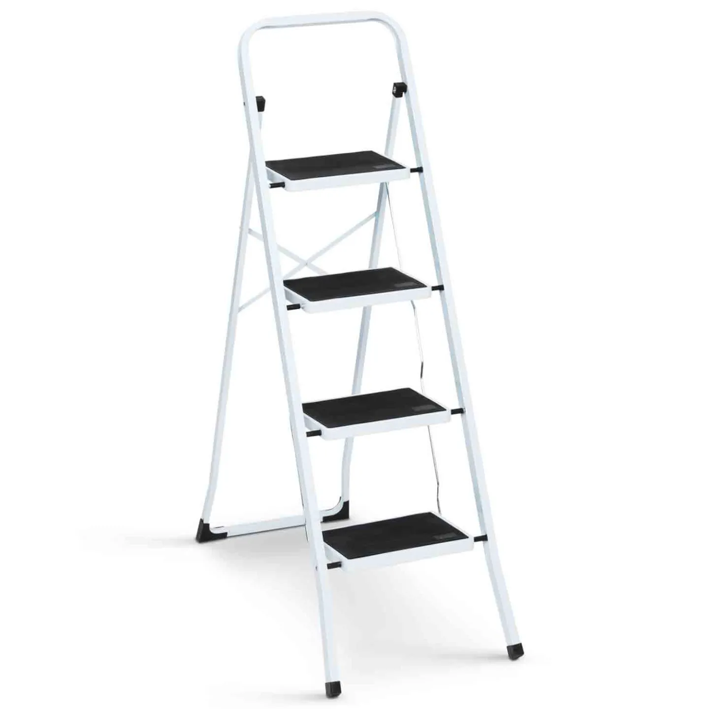 Escabeau marchepied pliable 4 marches antidérapantes avec garde corps