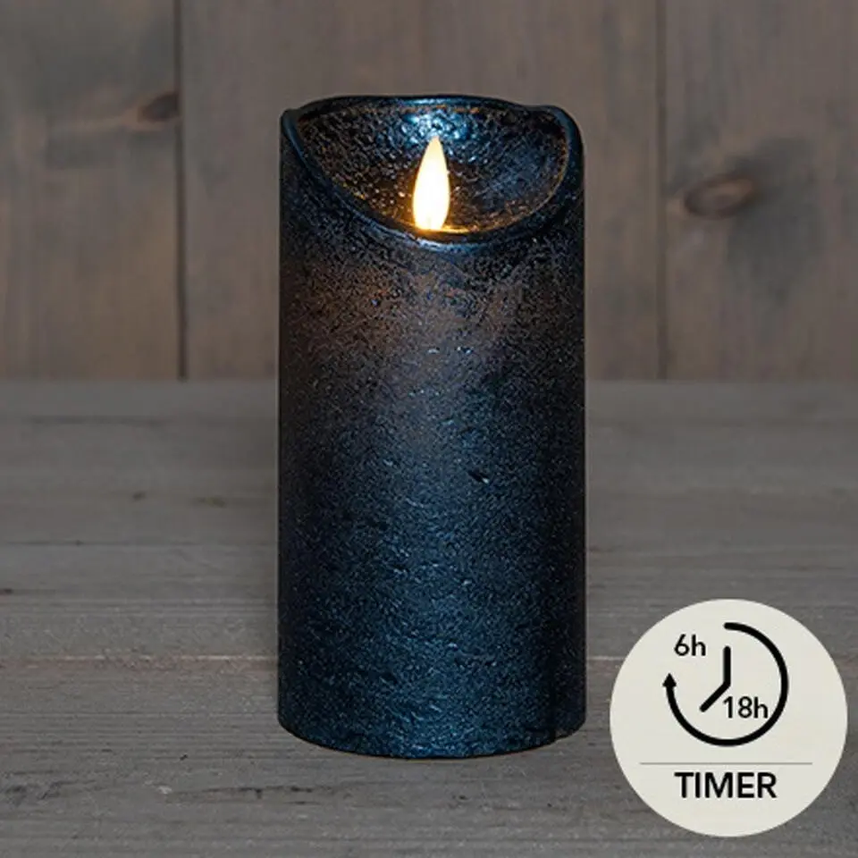 Anna's Collection Led stompkaars - metallic blauw - H15 x D7,5 cm
