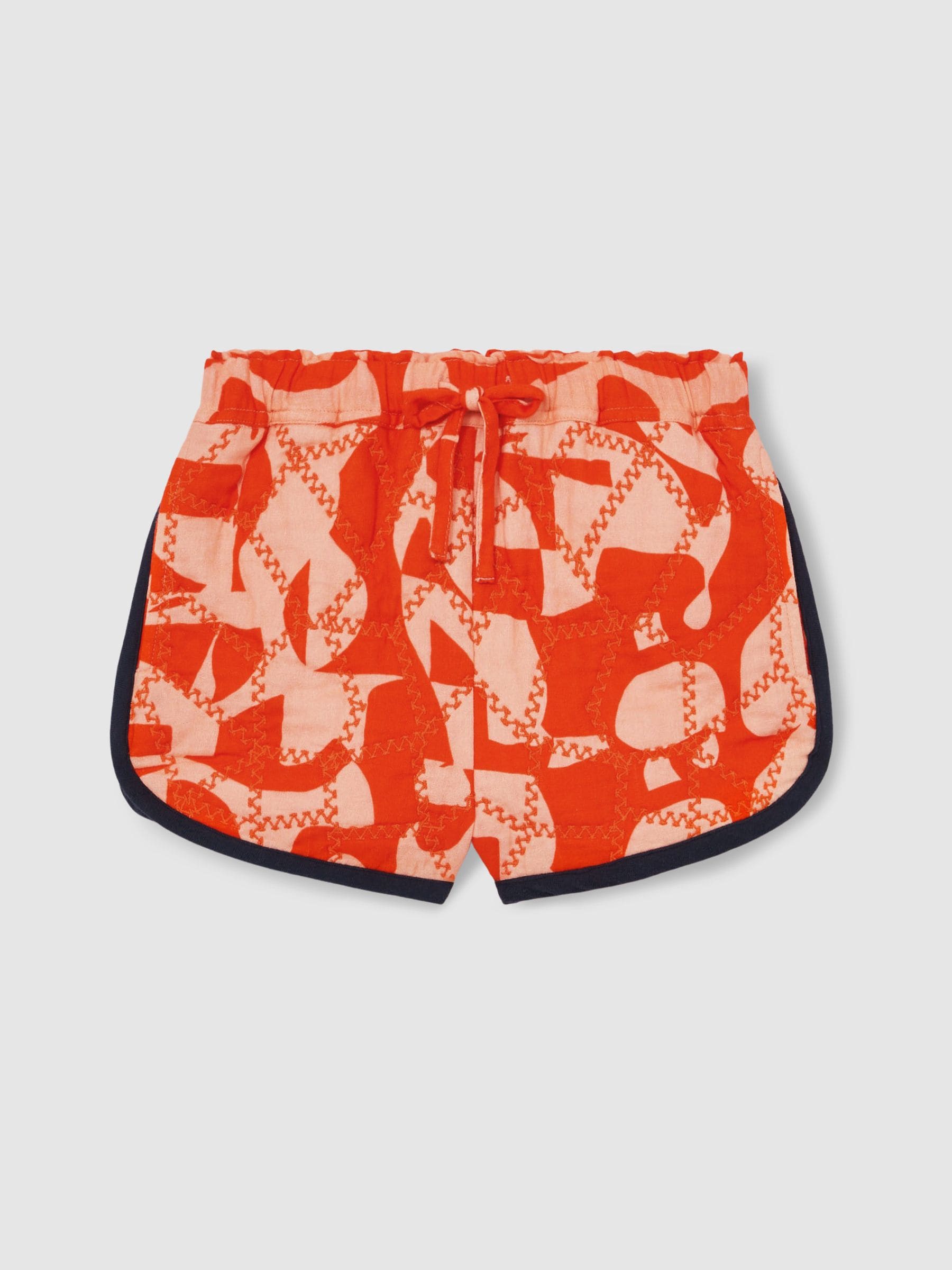 Reiss Josanna Cotton Graphic-Print Quilted Shorts