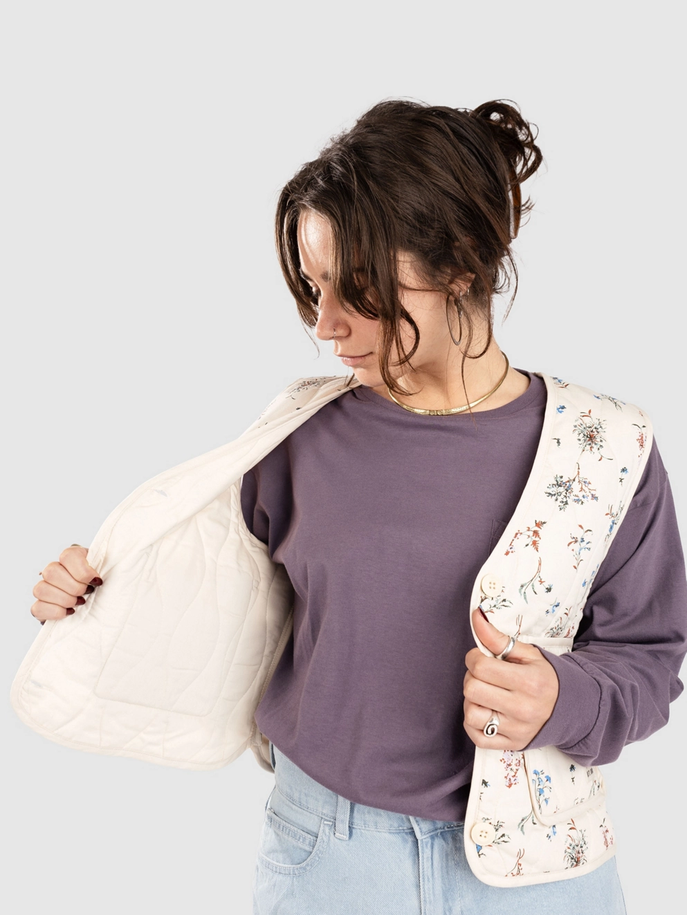 Brixton Field Floral Quilted Vest whitecap/hazlnt/dtsy flrl