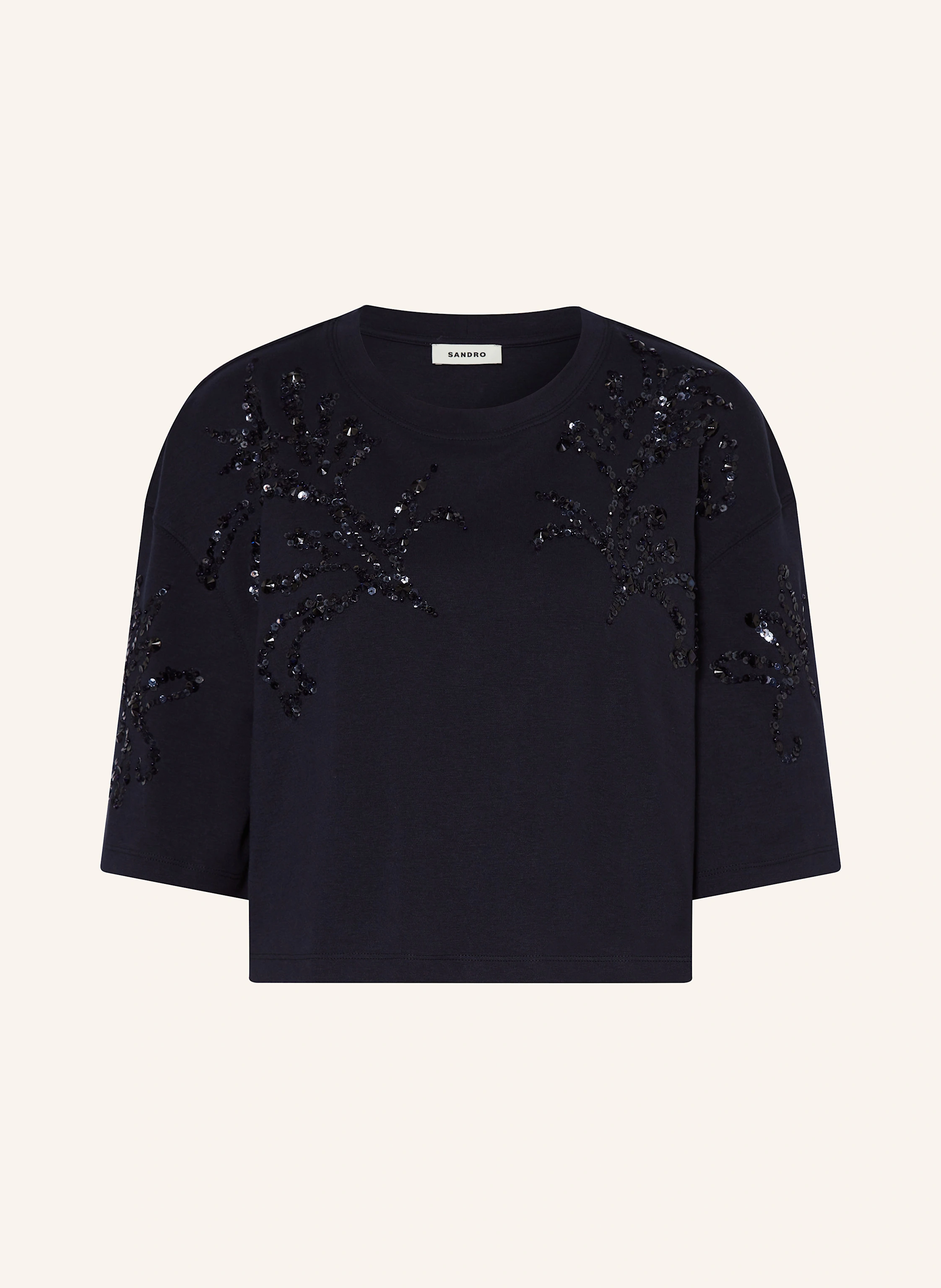 SANDRO Cropped-Shirt mit Pailletten