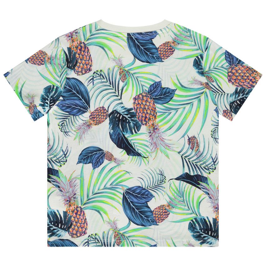 T-shirt manches courtes avec écritures + imprimé fantaisie pour garçon - Ecru