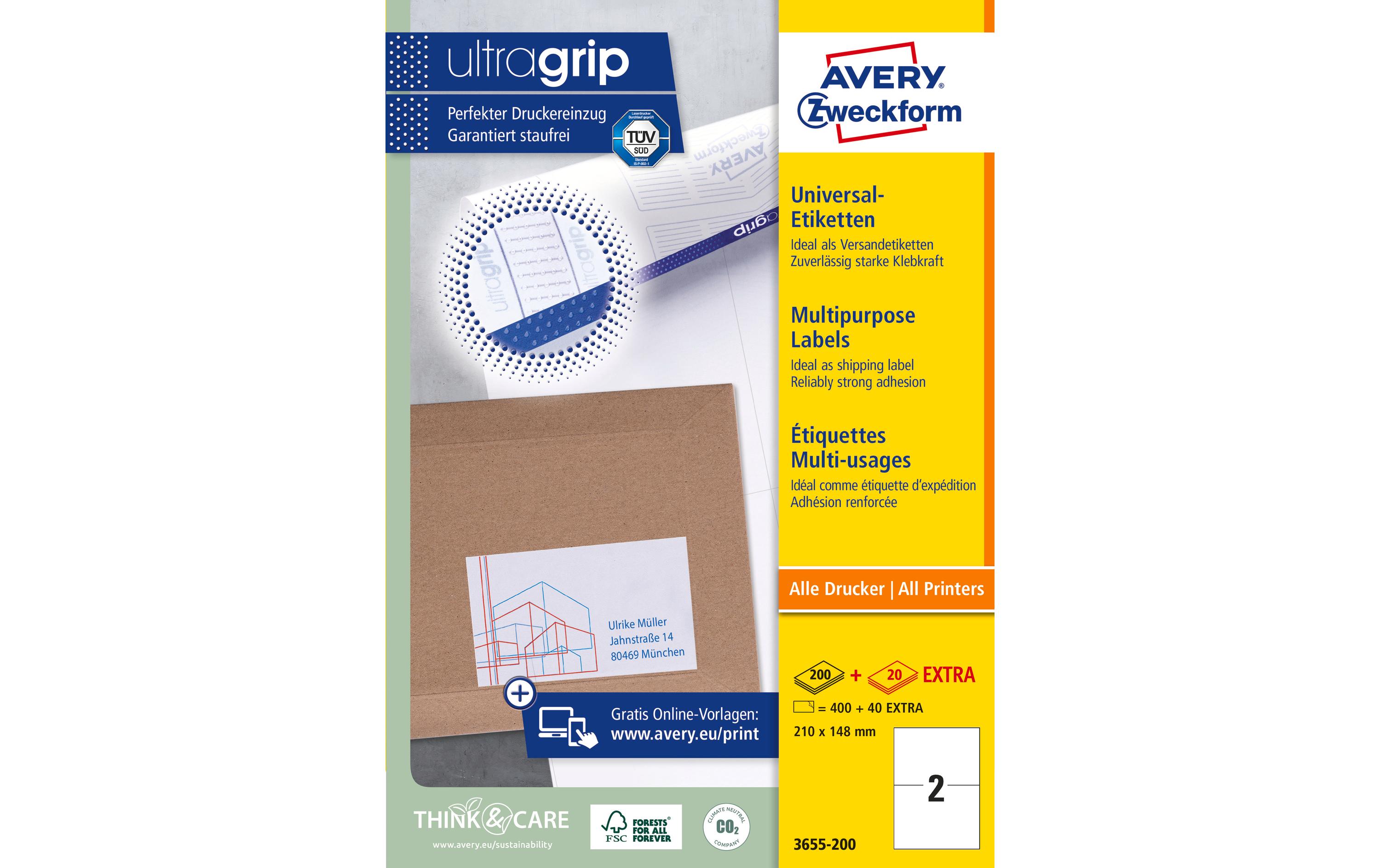 Universal-Etiketten 3655 210 x 148 mm, 220 BlattWeisse Aufkleber, permanent haftend