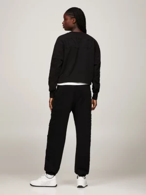 Moletom cropped de modelagem relaxada com apliques tonais