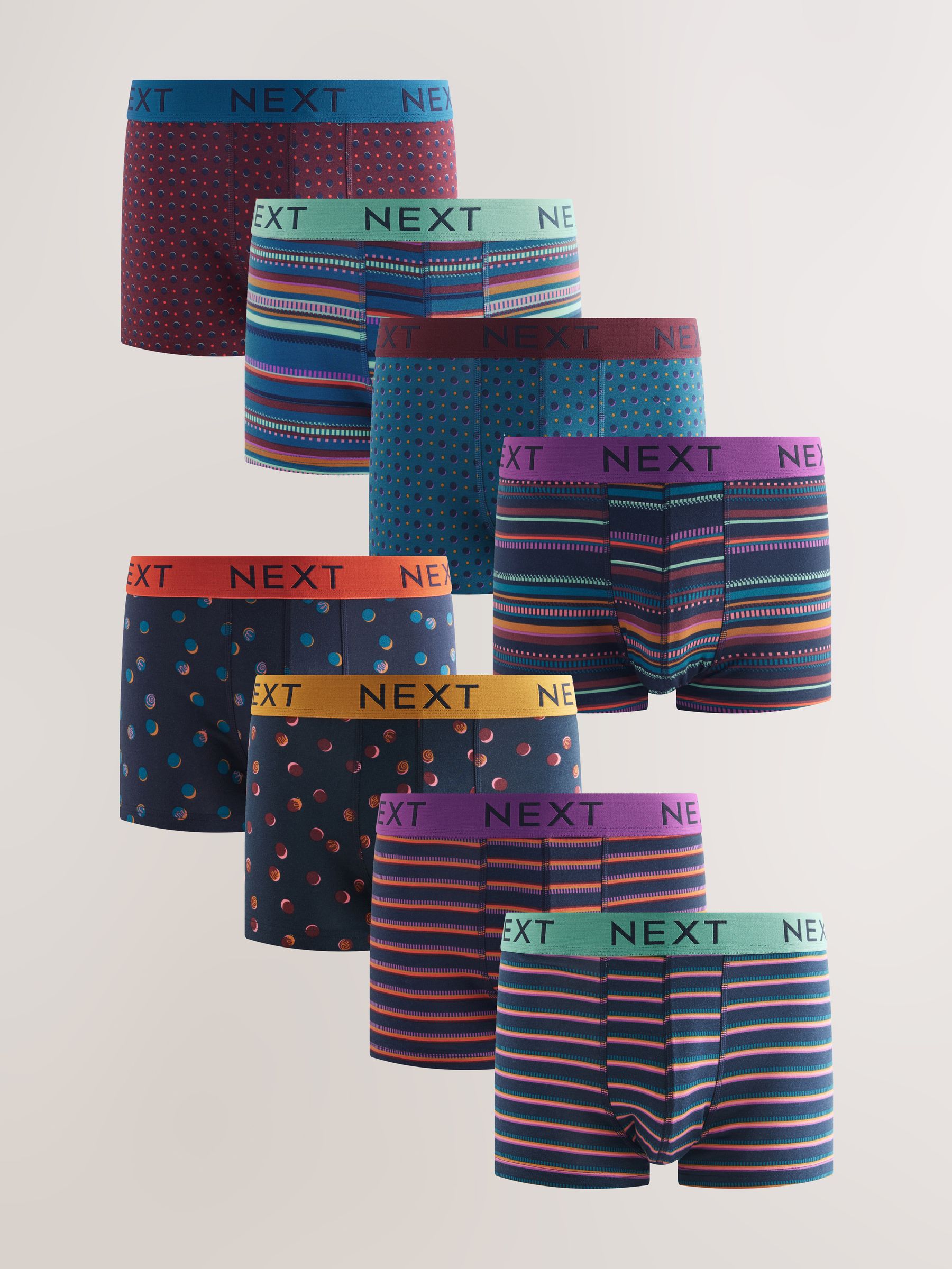 Marine/Bordeauxrode Strepen - Verpakking van 8 - 5 Hipsterboxershorts