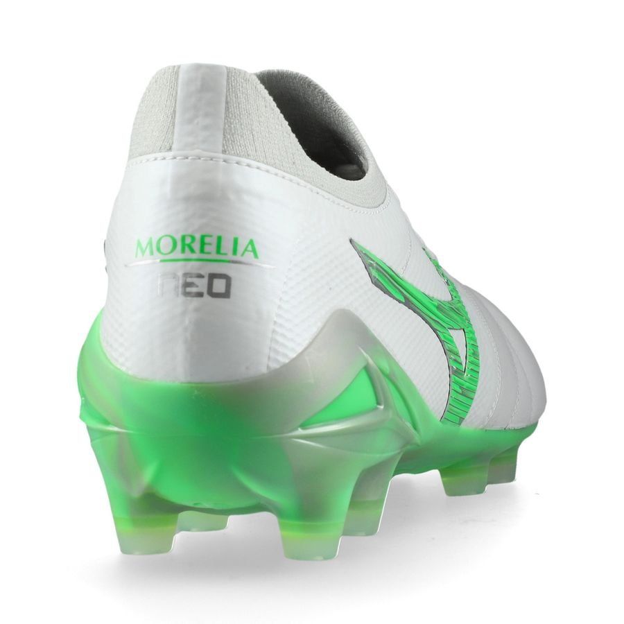 Mizuno Morelia Neo IV Beta Made in Japan FG/AG Frontier - Blanc/Vert Néon/Cool Gray