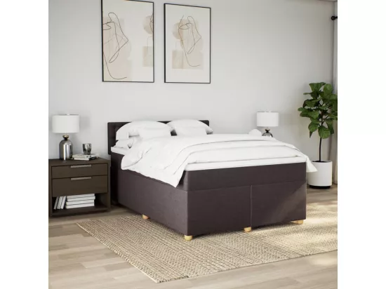 Sommier à lattes de lit avec matelas Marron foncé 160x200 cm