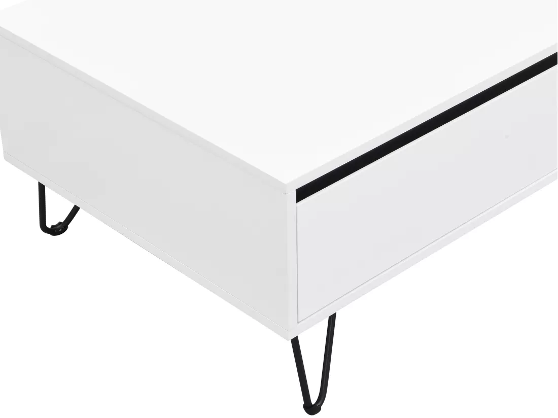Table basse avec 2 tiroirs et 2 niches en MDF et acier - Blanc et Noir - ABUJA de Pascal Morabito