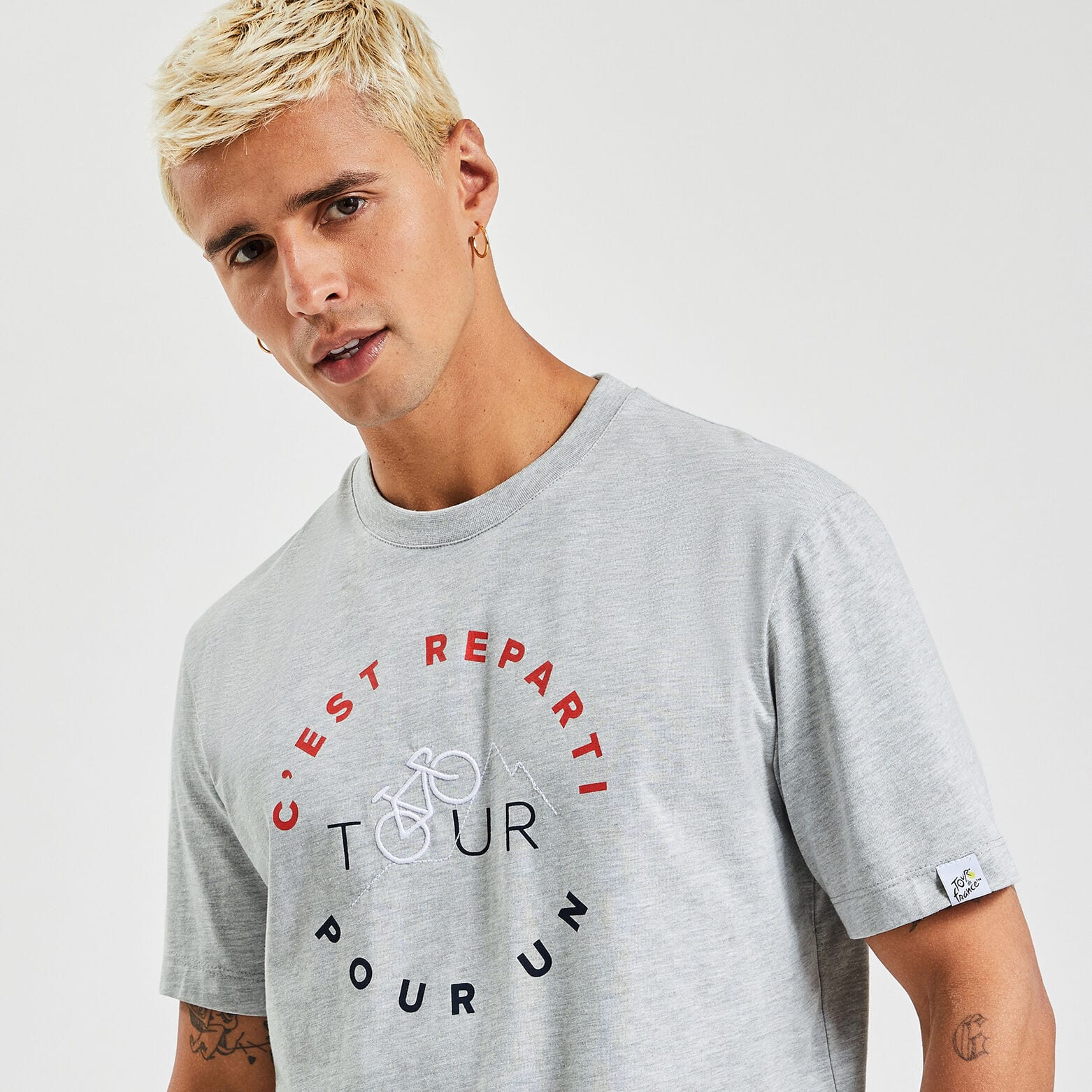 Tee shirt col rond licence Tour de France Gris moyen