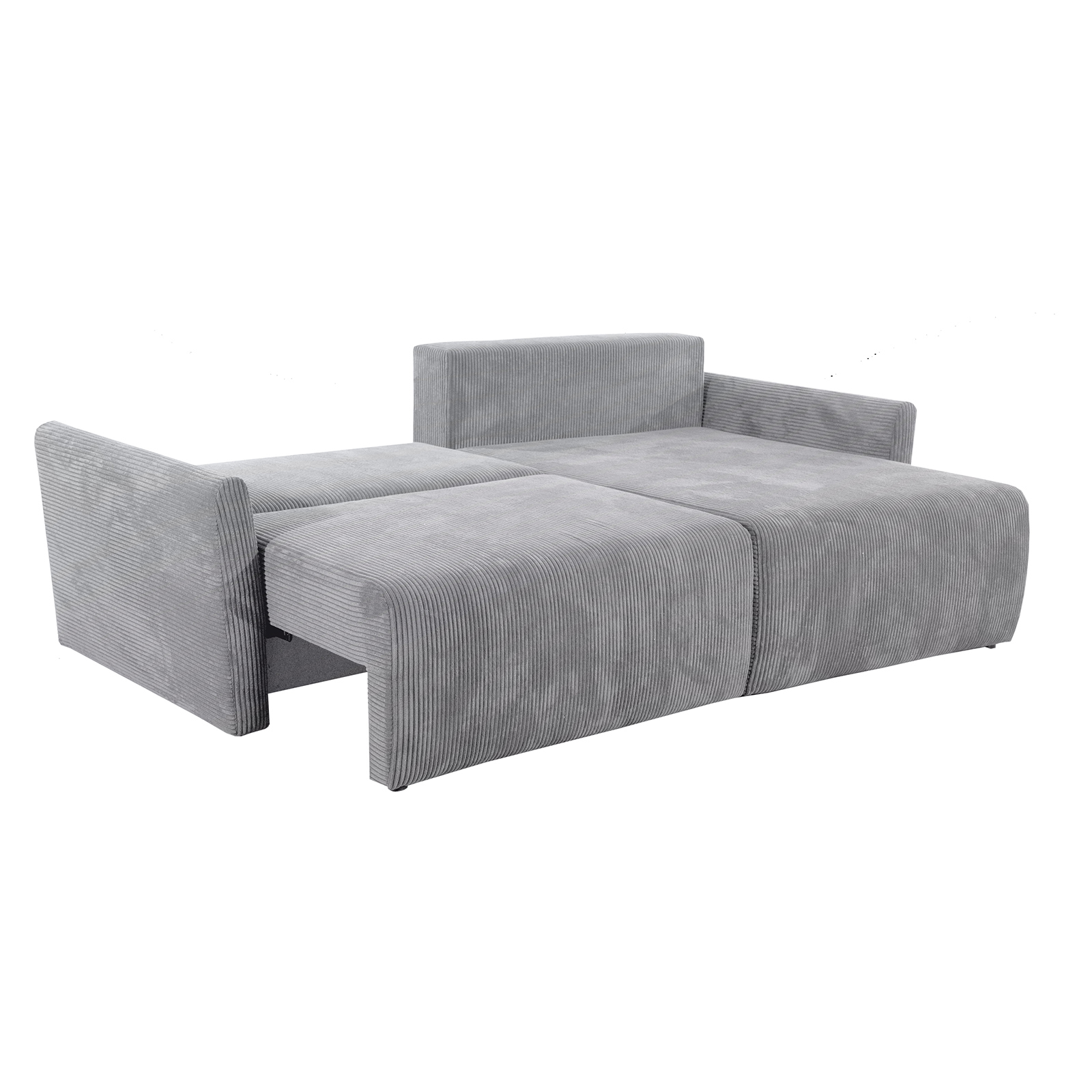 Ecksofa - silber - Liegefunktion und Bettkasten