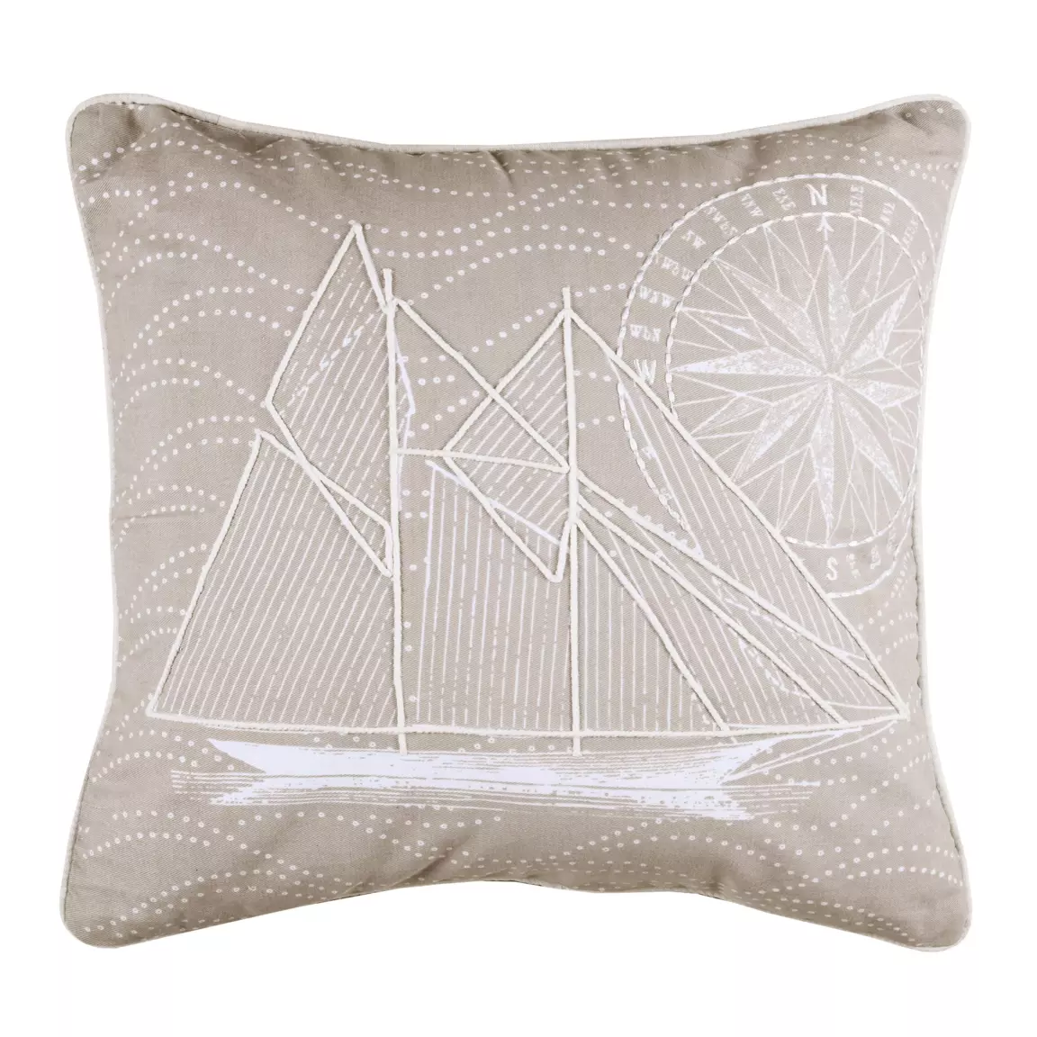 Coussin carré coton (40 cm) Yacht Gris