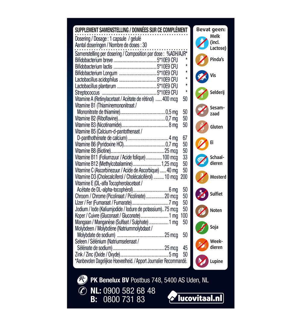 Lucovitaal Probiotica Vitaminen & Mineralen Complex (30 capsules)