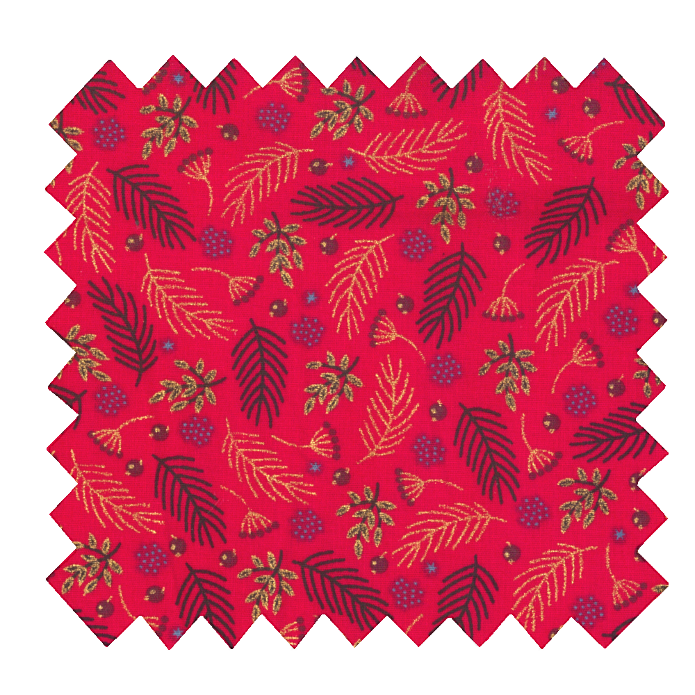 Tissu Coton Au Mètre Tiges Rouges De Noël Ex1013