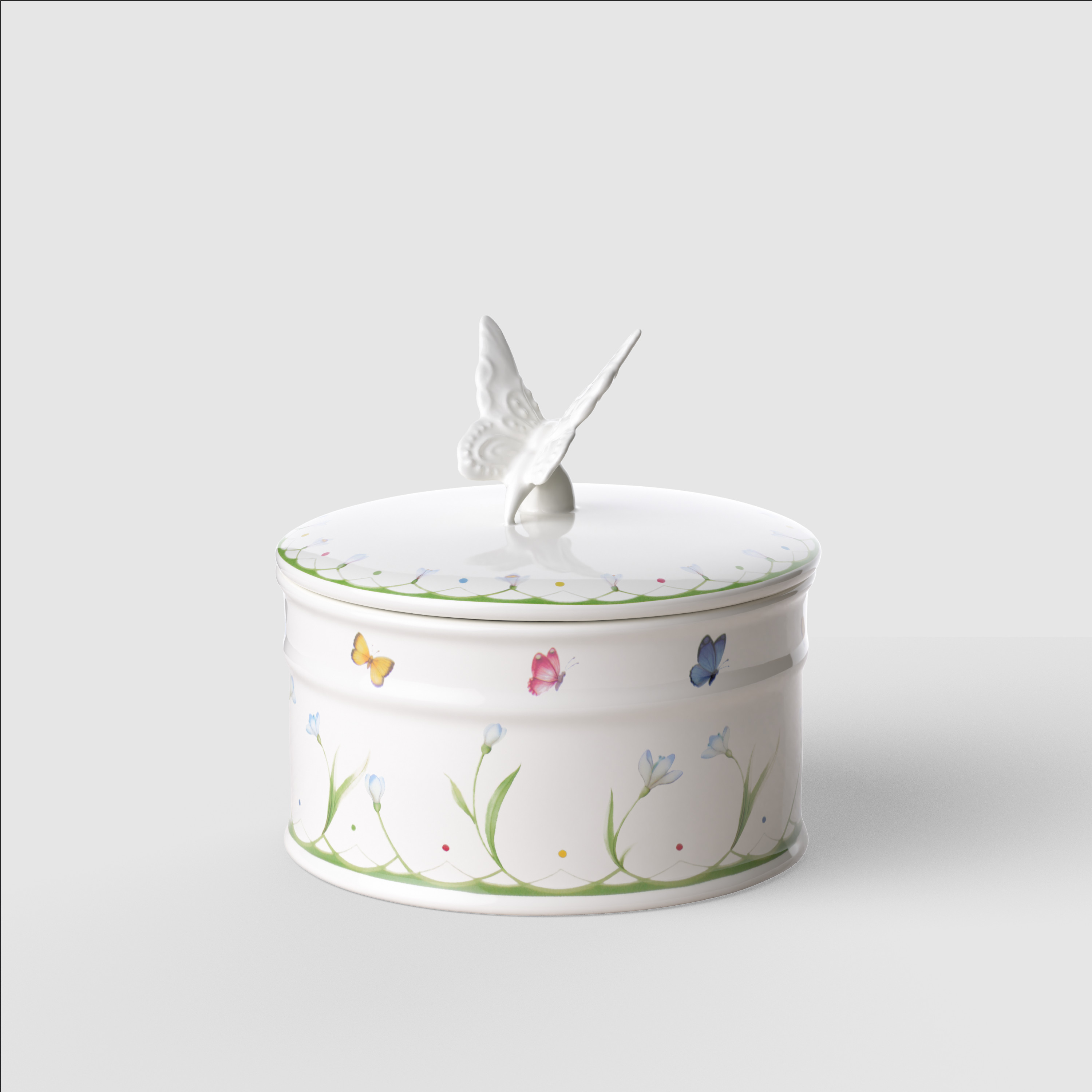 Colourful Spring Round jar Green, 7'', Premium Porcelain