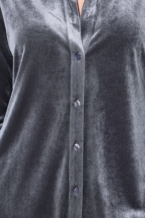 Samtbluse, längere A-Linie, Langarm