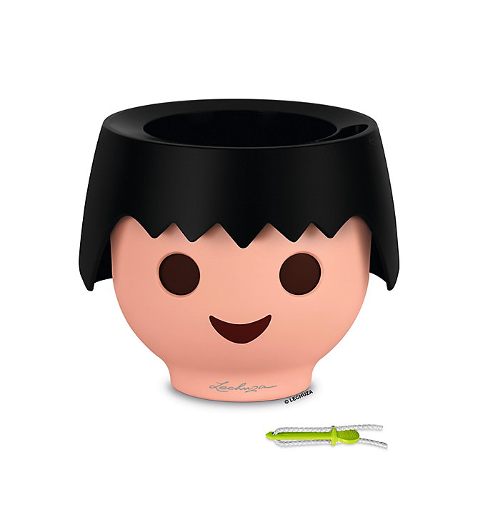 Pot Lechuza Tête Playmobil noir corbeau Ø21 x h.15,8 cm