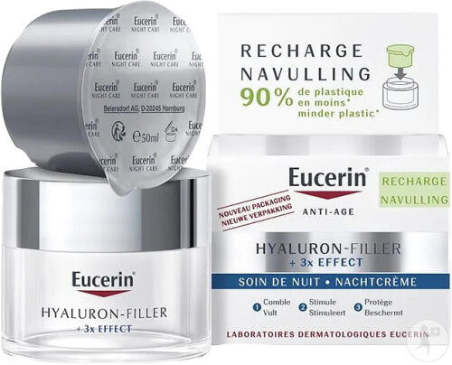 Eucerin Hyaluron-Filler + 3x Effect Soin De Nuit Raffermissante Recharge 50ml