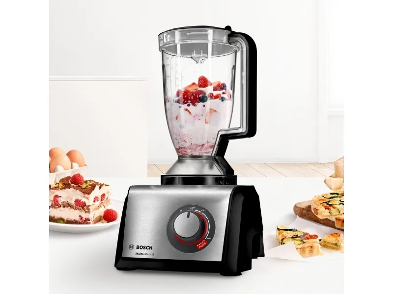Bosch MultiTalent 8 MC812M865 - Køkkenmaskine - 1250 W - børstet rustfrit stål/sort