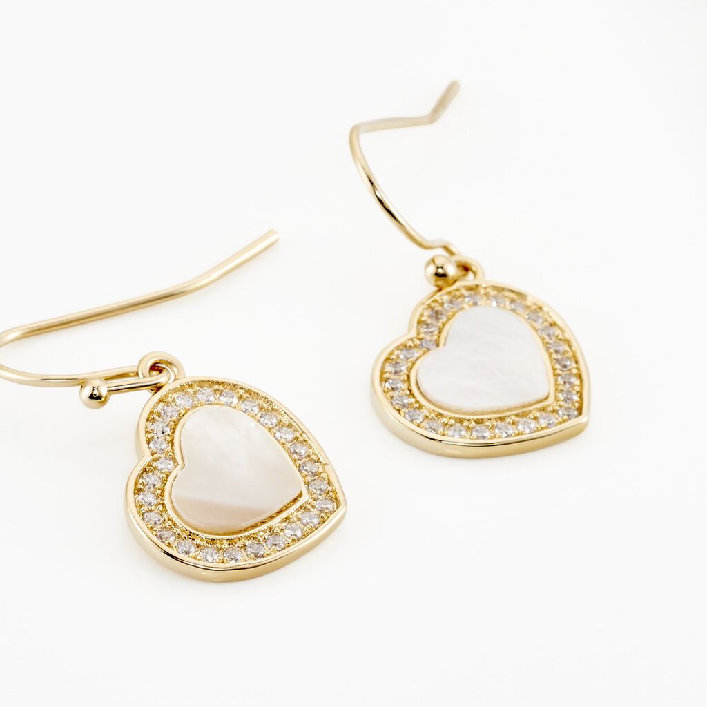 Boucles D'oreilles Pendantes Plaqué Or Jaune Aludra Nacres Oxydes
