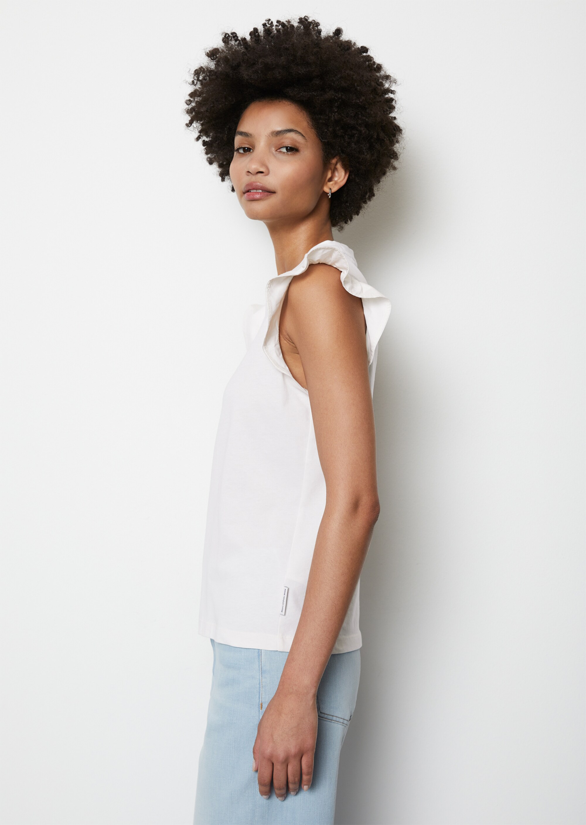 Volant-T-Shirt loose aus Material-Mix