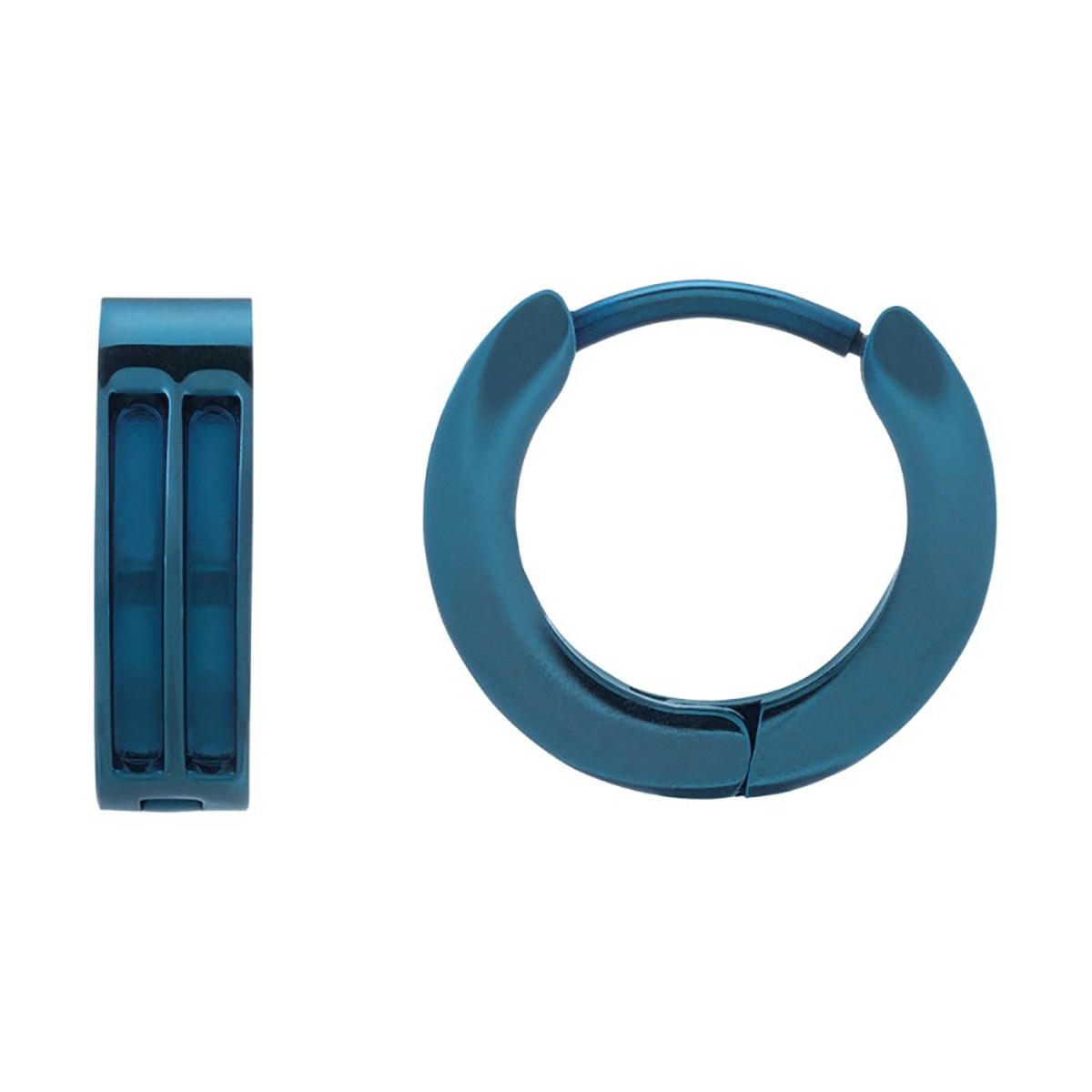 Boucles d'oreilles anneaux Jourdan Tilos acier bleu