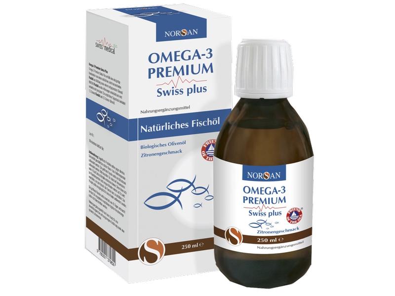 Norsan Omega-3 Premium Swiss plus Öl 250 ml Biologisches Nahrungsergänzungsmittel aus natürlichem Fischöl
