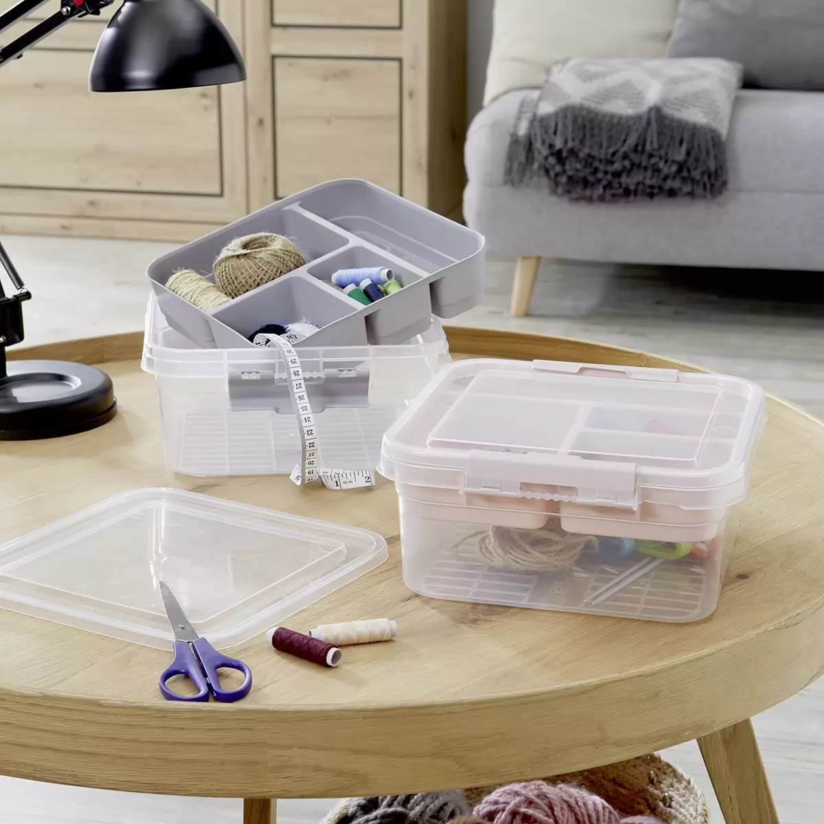 Aufbewahrungsbox Homezone grau,rosa,transparent