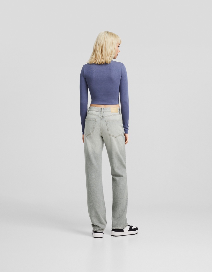 calça jeans de corte reto