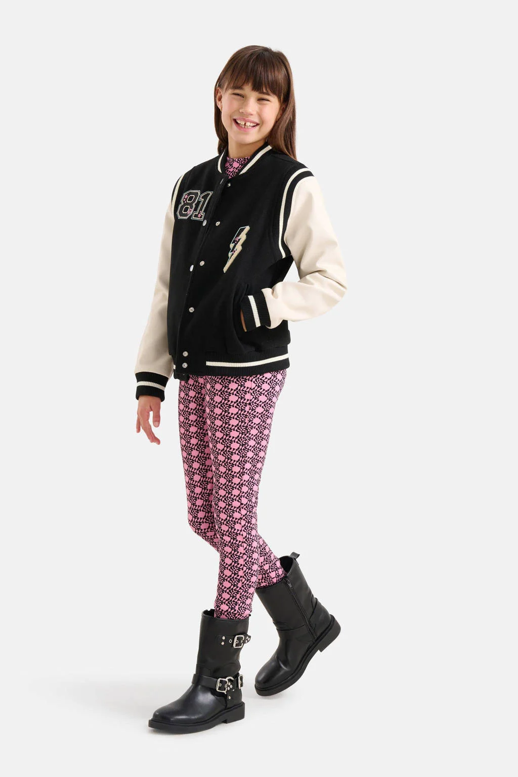 Shoeby baseball jacket zwart/ecru