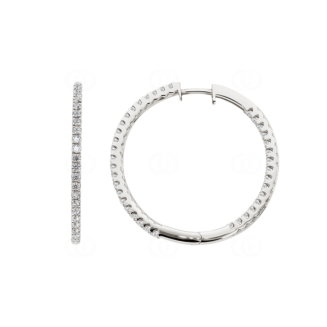 1.00 Karat Diamant-Kreolen 750/18 K Weissgold Ø 29mm