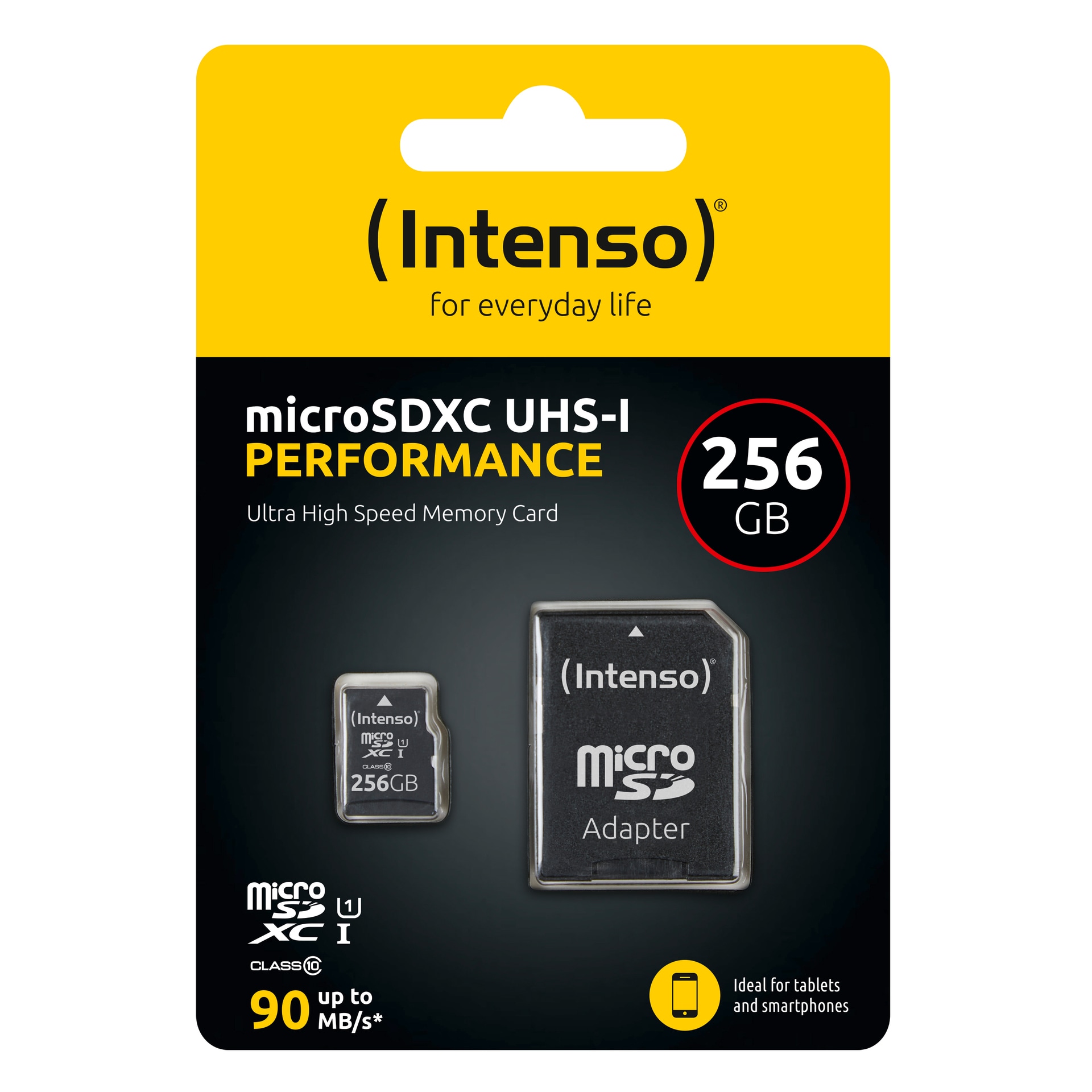 Intenso Speicherkarte »256 GB microSDXC UHS-I Performance« (256 GB UHS-I Class 10 90 MB/s Lesegeschwindigkeit) inklusive SD-Adapter