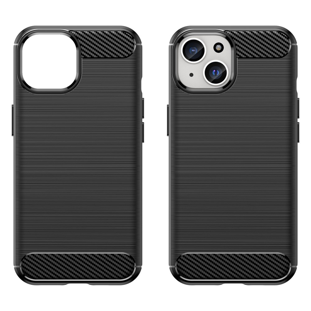 iPhone 15 Gummi Case Schutzhülle Carbon Look - Schwarz
