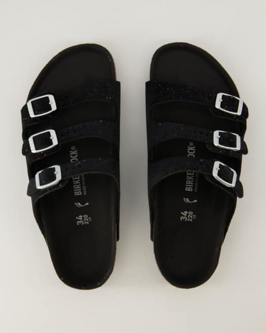 Birkenstock Florida Kids Vegan Pantoletten in Schwarz