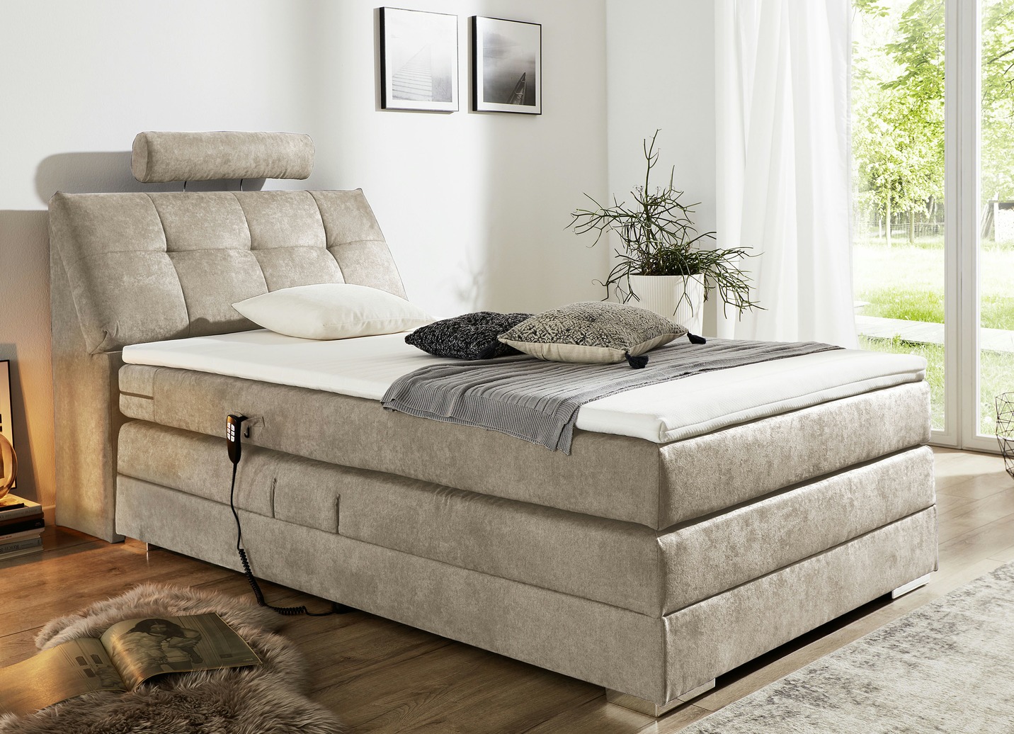 Motor-Boxspringbett mit verstellbarem Kopf- und Fußteil