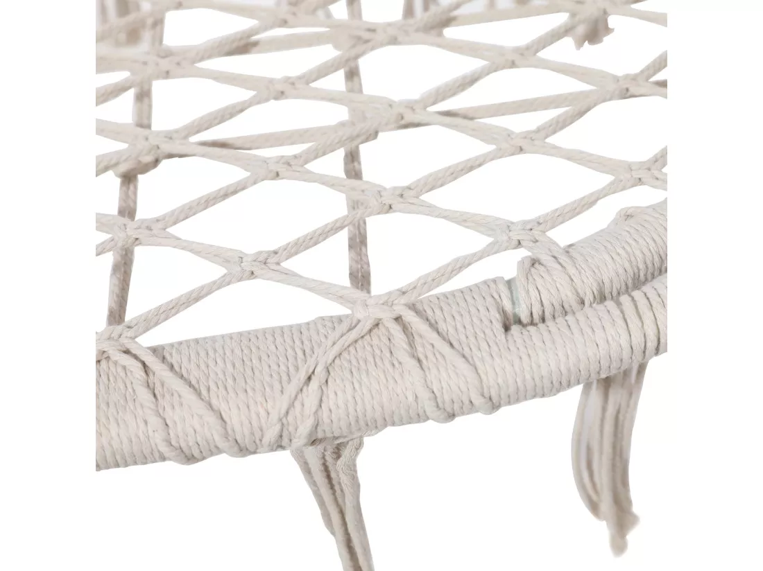 Fauteuil Suspendu Rebecca Mobili Gahat 150x130x70 Polycoton Acier Blanc Crème Boho