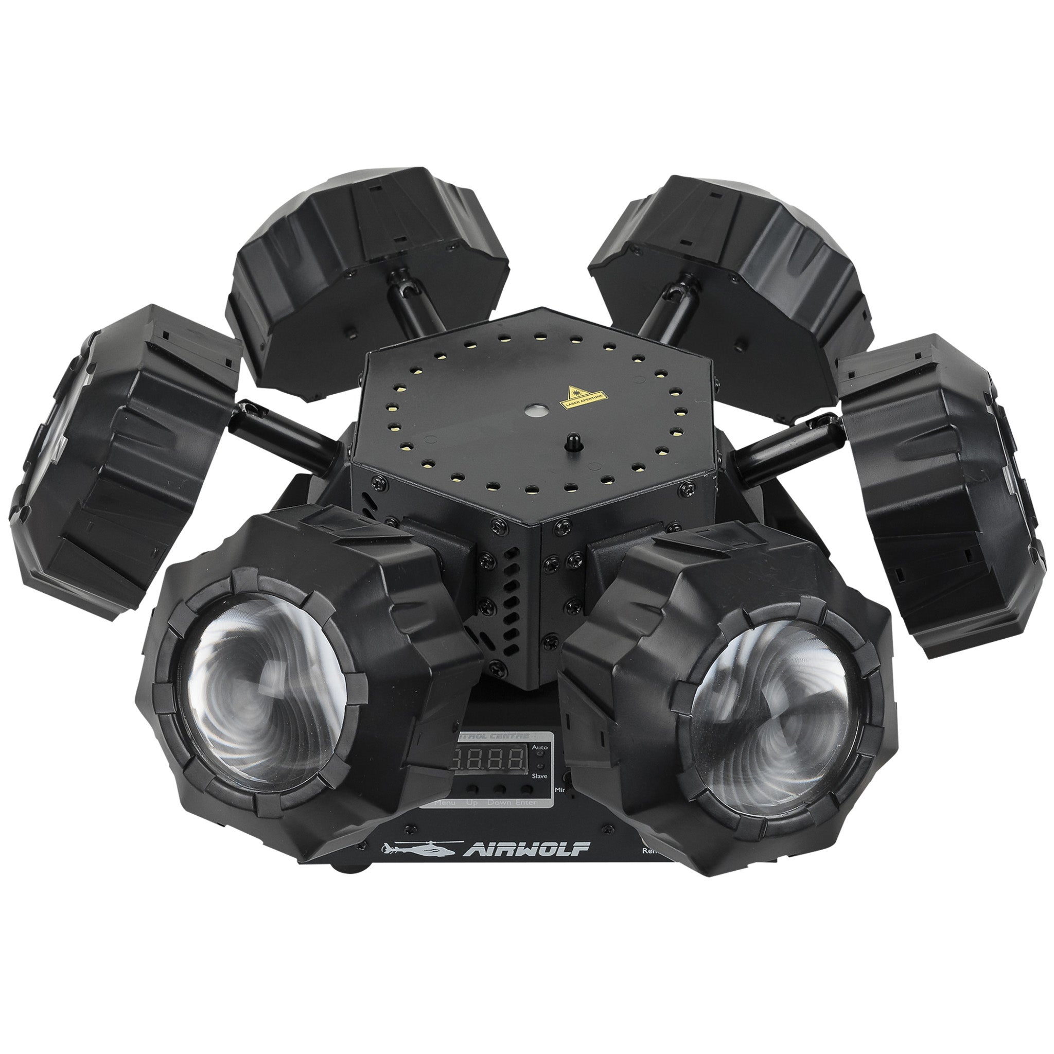 Showtec Airwolf multi-effect met rotatie, RGBW, stroboscoop en laser